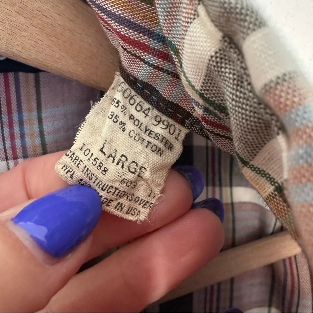 Vintage Levis Plaid Shirt Mens Button Up Pockets White Tab Western Size Large
